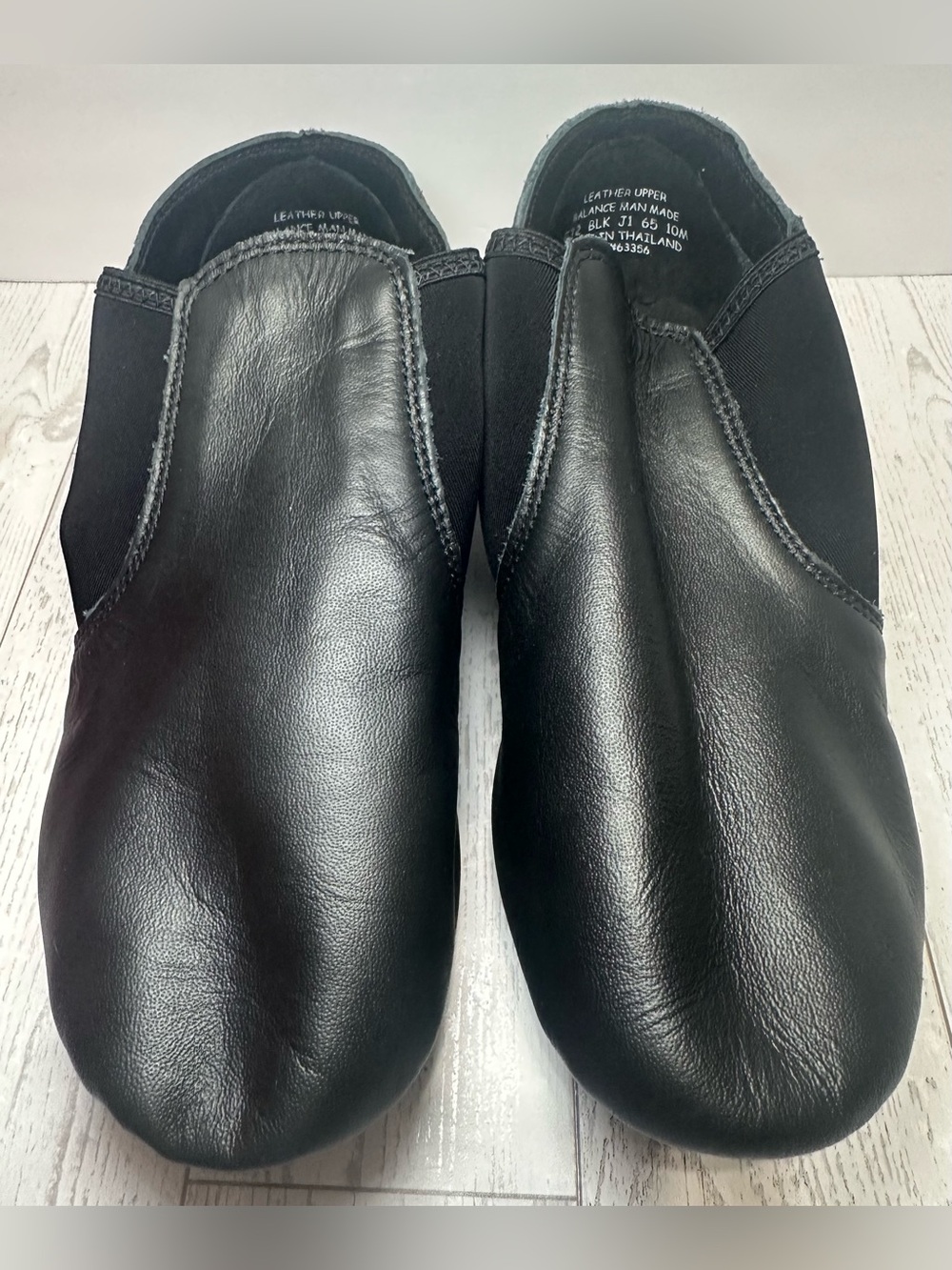 NIB - Capezio Women’s E Series Slip-On Black Leather Jazz Shoes, Sz 10.5 W